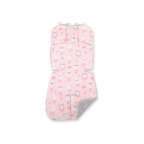 Double-sided Baby Pram Liner Pad Cushion  - ballerinas pink/gray