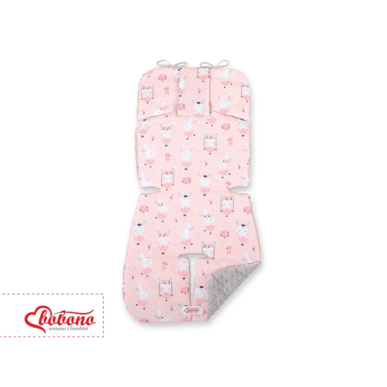 Double-sided Baby Pram Liner Pad Cushion  - ballerinas pink/gray