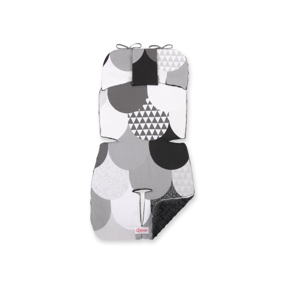 Double-sided Baby Pram Liner Pad Cushion  - gray fish scales/anthracite