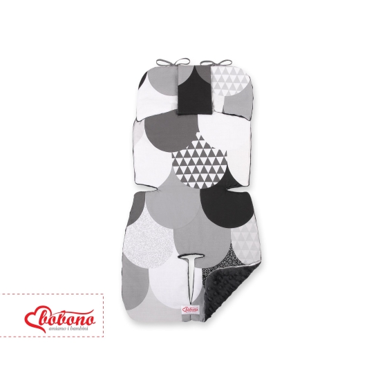 Double-sided Baby Pram Liner Pad Cushion  - gray fish scales/anthracite