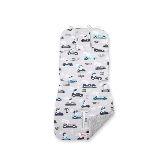 Double-sided Baby Pram Liner Pad Cushion  - gray rabbits/gray
