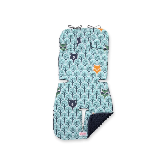 Double-sided Baby Pram Liner Pad Cushion  - mint forest/dark blue