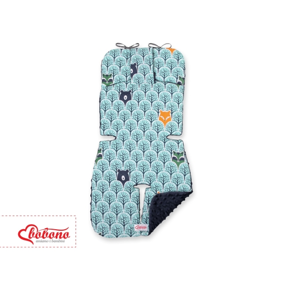 Double-sided Baby Pram Liner Pad Cushion  - mint forest/dark blue