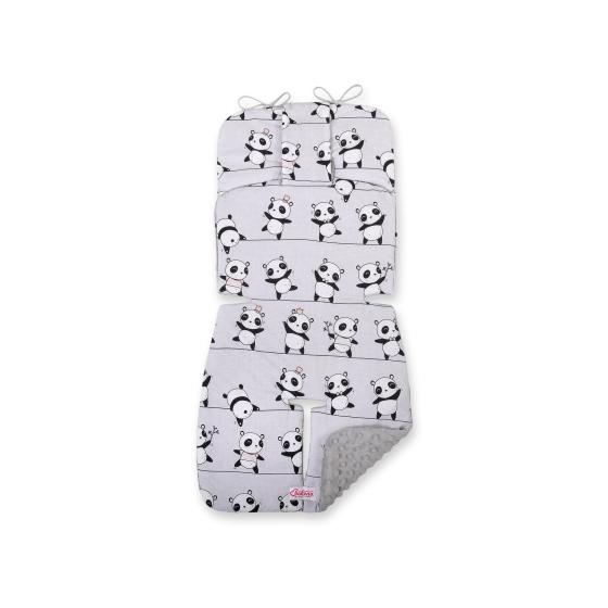 Double-sided Baby Pram Liner Pad Cushion  - Panda gray/gray