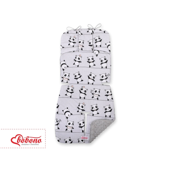 Double-sided Baby Pram Liner Pad Cushion  - Panda gray/gray