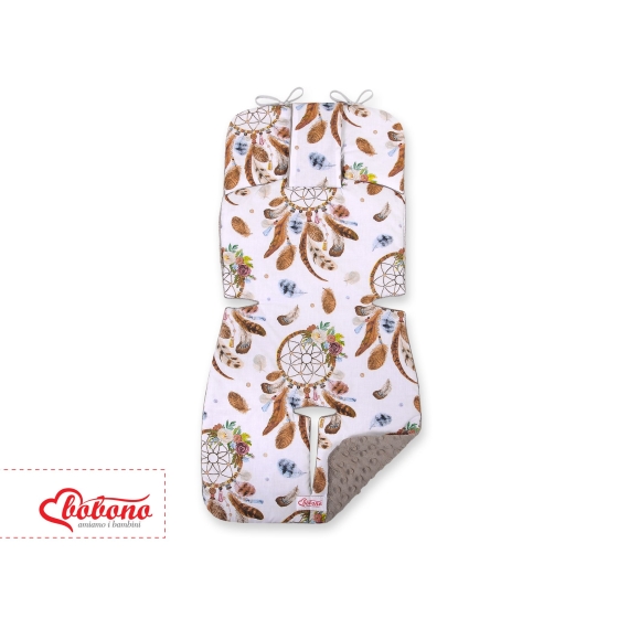 Double-sided Baby Pram Liner Pad Cushion  -dream catchers white/gray