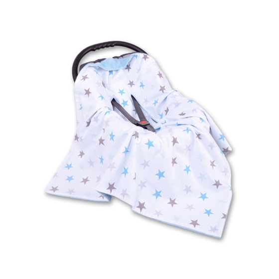 Double-sided Baby Wrap car seat blanket - gray-blau stars
