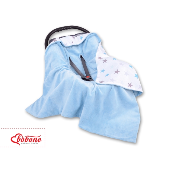 Double-sided Baby Wrap car seat blanket - gray-blau stars
