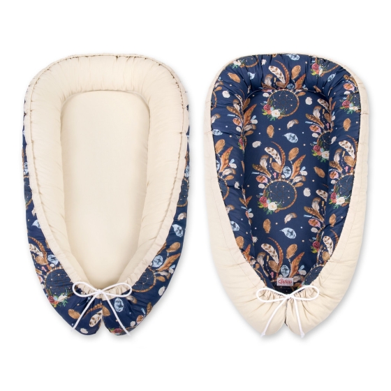 Double-sided Babynest- dream catchers dark blue/beige