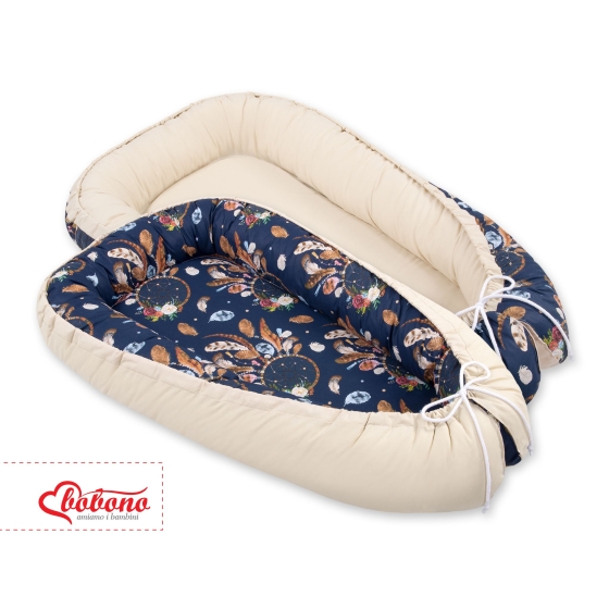 Double-sided Babynest- dream catchers dark blue/beige