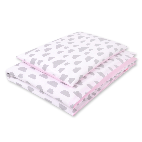 Double-sided bedding set 2-pcs- clouds gray/pink
