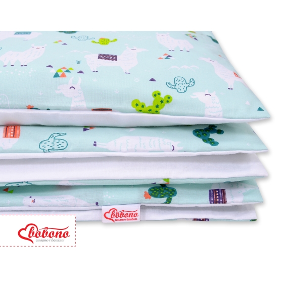 Double-sided bedding set 2-pcs- lama mint/white