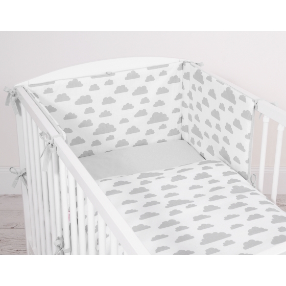Double-sided bedding set 3-pcs - clouds gray/gray