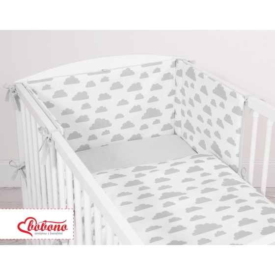 Double-sided bedding set 3-pcs - clouds gray/gray