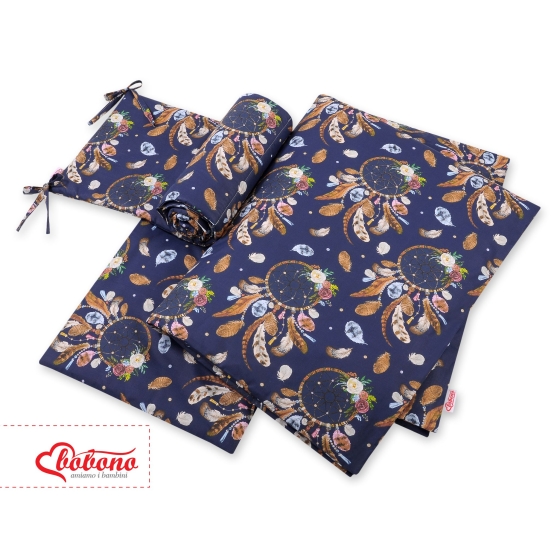 Double-sided bedding set 3-pcs - dream catchers dark blue