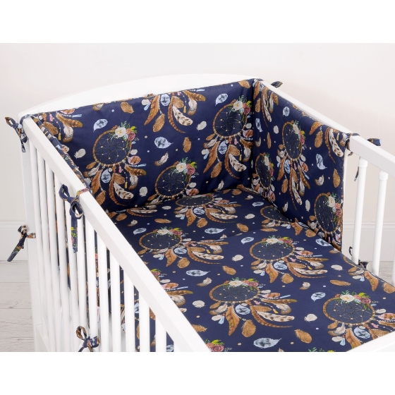 Double-sided bedding set 3-pcs - dream catchers dark blue