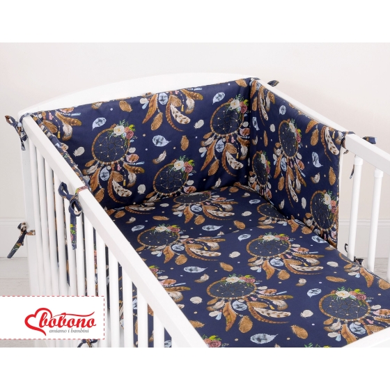 Double-sided bedding set 3-pcs - dream catchers dark blue