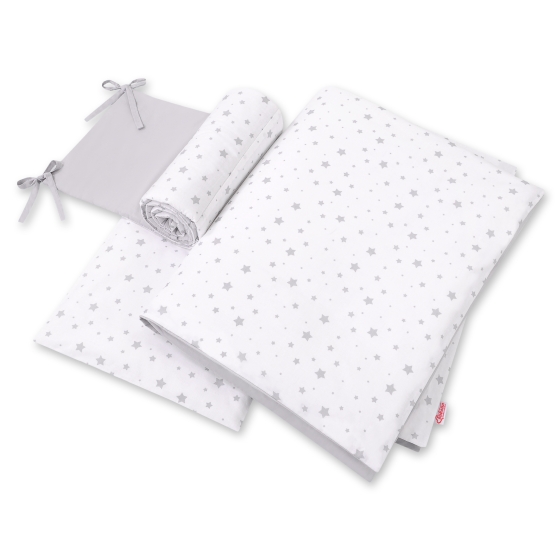 Double-sided bedding set 3-pcs - mini gray stars/gray