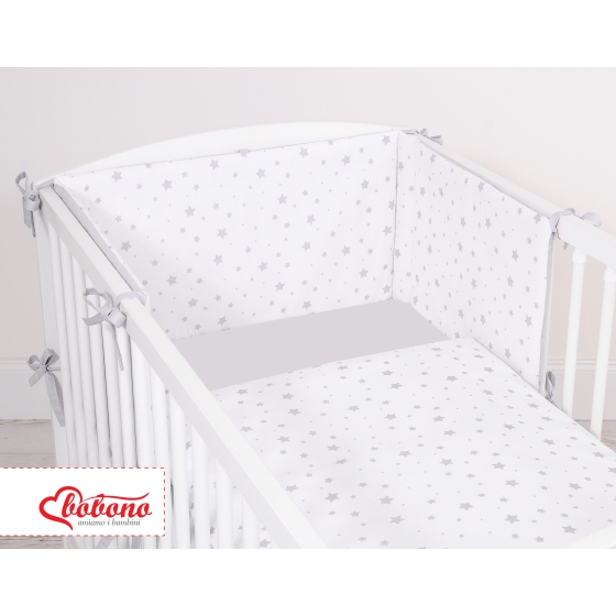 Double-sided bedding set 3-pcs - mini gray stars/gray