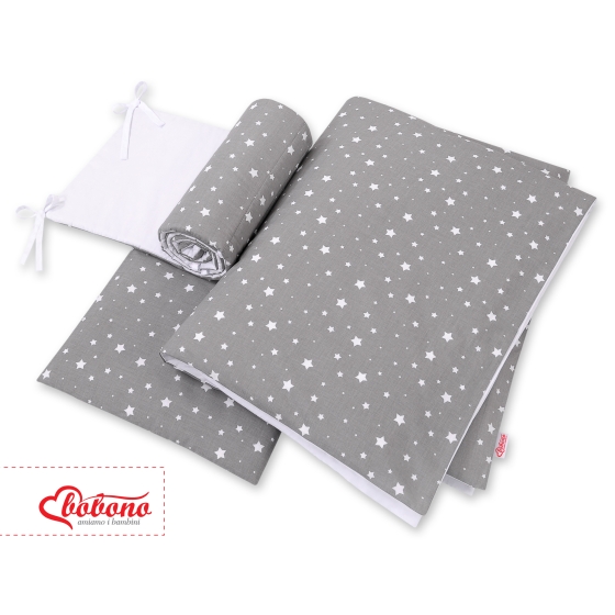 Double-sided bedding set 3-pcs - mini stars white/white