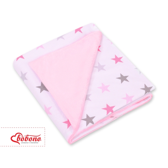 Double-sided Car Seat Baby Wrap Car seat blanket - gray-pink stars