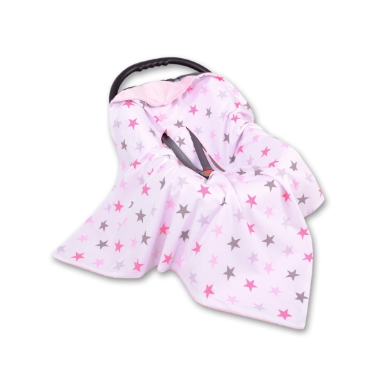 Double-sided Car Seat Baby Wrap Car seat blanket - gray-pink stars
