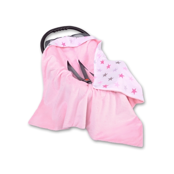 Double-sided Car Seat Baby Wrap Car seat blanket - gray-pink stars