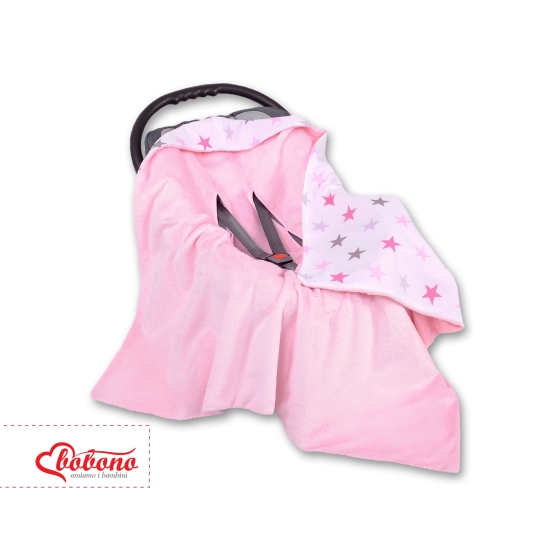 Double-sided Car Seat Baby Wrap Car seat blanket - gray-pink stars