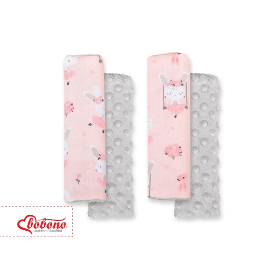 Double sided car seat belts pads Baby Shoulders  ballerinas pink/gray