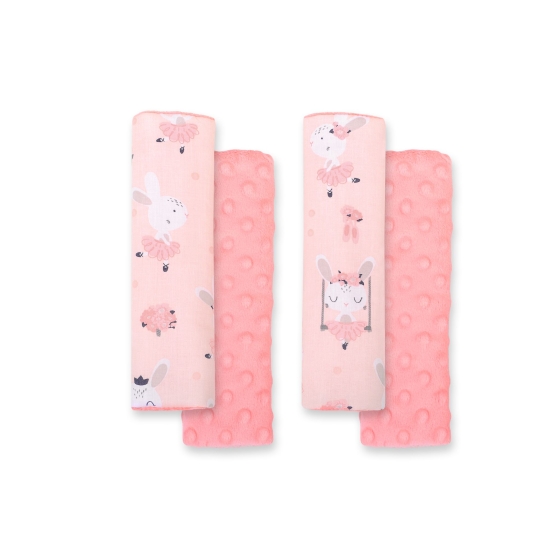 Double sided car seat belts pads Baby Shoulders  ballerinas pink/powder pink