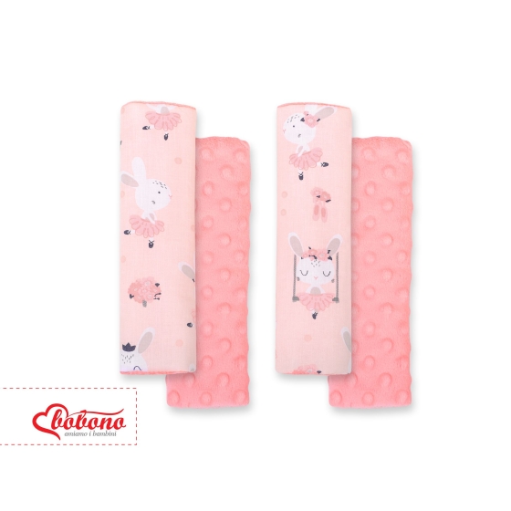 Double sided car seat belts pads Baby Shoulders  ballerinas pink/powder pink