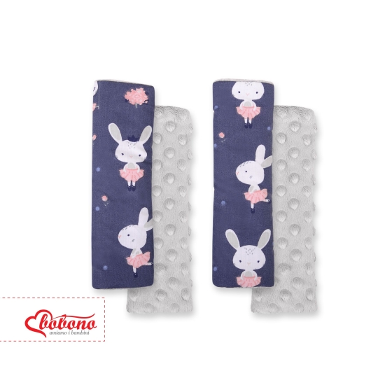 Double sided car seat belts pads Baby Shoulders  blue rabbits/gray