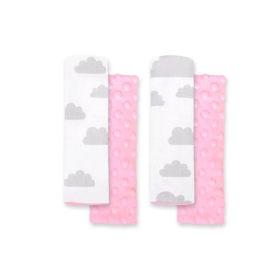 Double sided car seat belts pads Baby Shoulders  clouds gray/pink