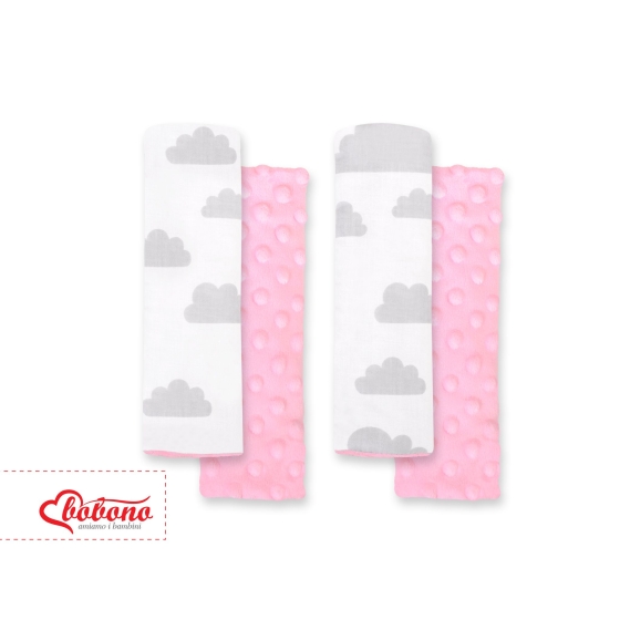 Double sided car seat belts pads Baby Shoulders  clouds gray/pink