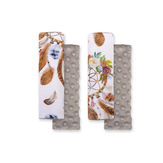 Double sided car seat belts pads Baby Shoulders  dream catchers white/gray brown
