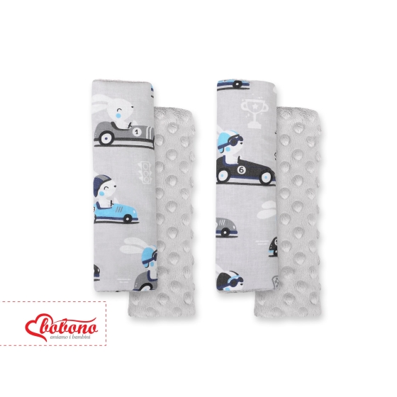 Double sided car seat belts pads Baby Shoulders  gray rabbits/gray