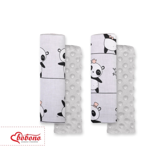 Double sided car seat belts pads Baby Shoulders  Panda gray/gray