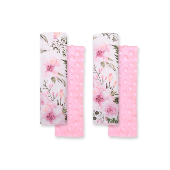 Double sided car seat belts pads Baby Shoulders  peony flower pink/pink