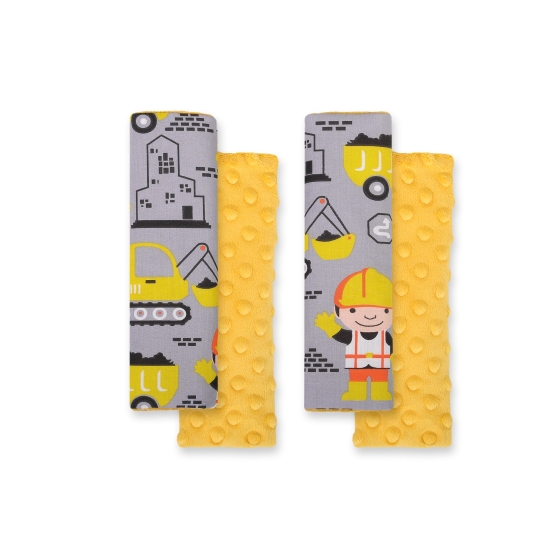 Double sided car seat belts pads Baby Shoulders  yellow excavators/honey yellow