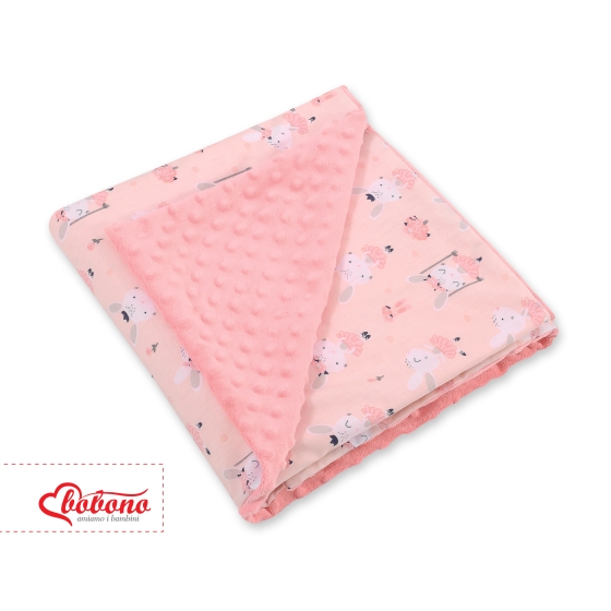 Double-sided car seat blanket - ballerinas pink/powder pink