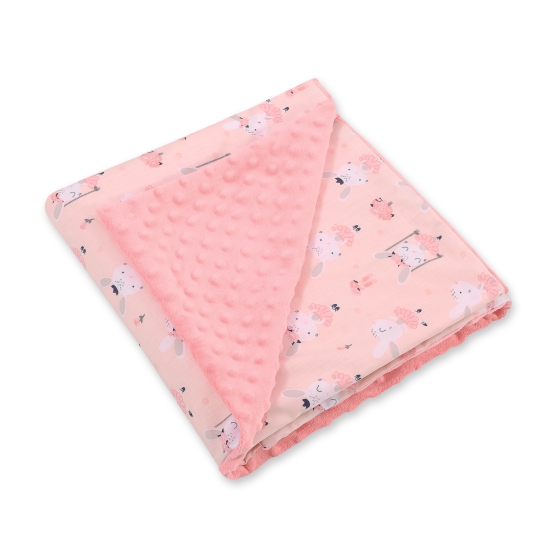 Double-sided car seat blanket - ballerinas pink/powder pink