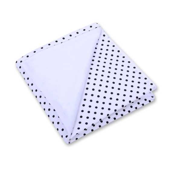 Double-sided car seat blanket- Black dots on white