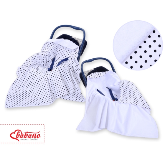 Double-sided car seat blanket- Black dots on white