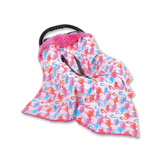 Double-sided car seat blanket Car Seat Baby Wrap - flamingo