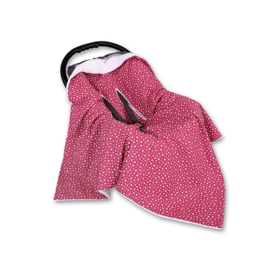 Double-sided car seat blanket Car Wrap - wine red stars