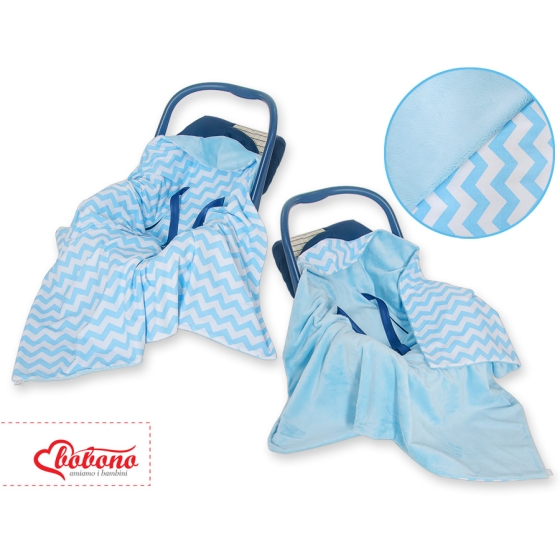 Double-sided car seat blanket- Chevron blue