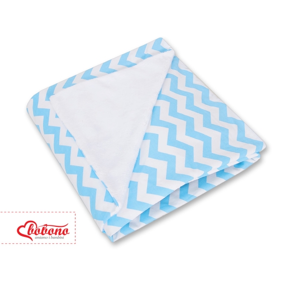 Double-sided car seat blanket- Chevron blue-white