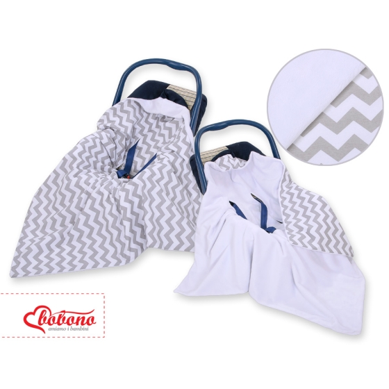 Double-sided car seat blanket- Chevron Gray