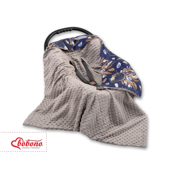 Double-sided car seat blanket - dream catchers dark blue