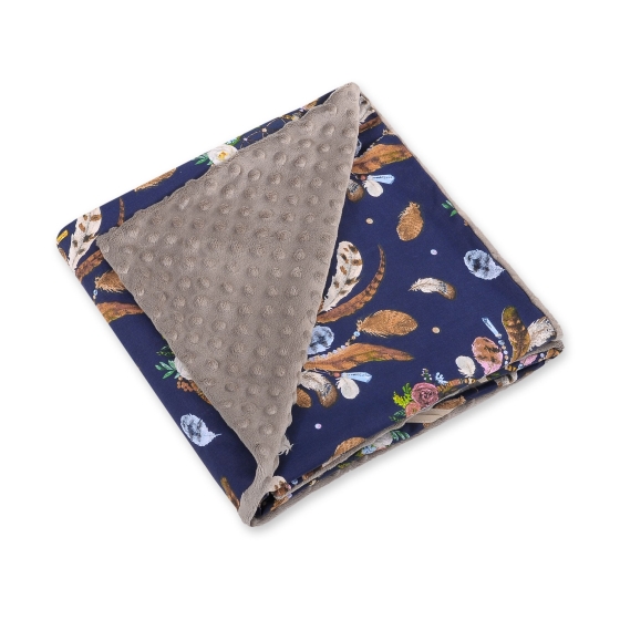 Double-sided car seat blanket - dream catchers dark blue